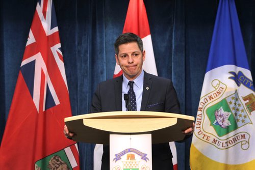 RUTH BONNEVILLE / WINNIPEG FREE PRESS

Winnipeg  Mayor Brian Bowman responds to media questions on the use of police chopper by the film industry  which has created controversy and UFFW's president, Alex Forrest's salary being paid in part by the City of Wpg  in the Press Room at  City Hall Tuesday.

Jan 09, 2018
