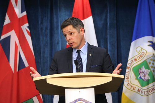 RUTH BONNEVILLE / WINNIPEG FREE PRESS

Winnipeg  Mayor Brian Bowman responds to media questions on the use of police chopper by the film industry  which has created controversy and UFFW's president, Alex Forrest's salary being paid in part by the City of Wpg  in the Press Room at  City Hall Tuesday.

Jan 09, 2018
