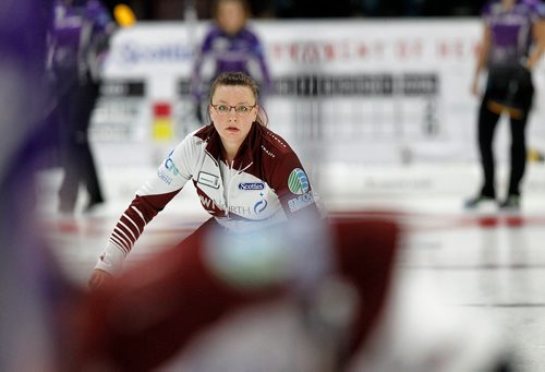 PHIL HOSSACK / Winnipeg Free Press - SCOTTIES - Team Briscoe third Sheri Horning in Killarney Wednesday. January 10, 2018