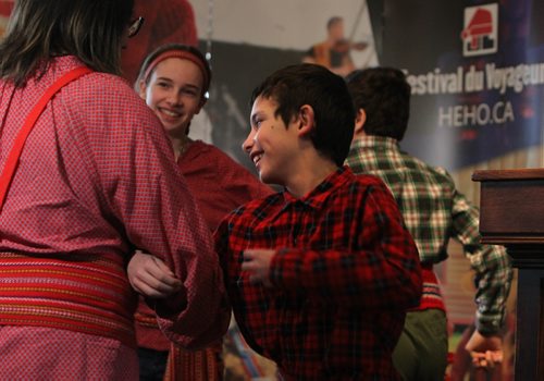RUTH BONNEVILLE / WINNIPEG FREE PRESS

Nine-year-old Jasmin Normandeu is all smiles as he kicks up his heels with his family at the launch of the 49th annual Festival du Voyageur at a news conference at Fort Gibraltar Tuesday.  
(His sister, Marie-Ève (14yrs) and Marc-André (11yrs), can also be seen in photo).  
Sse Alex Paul story.  
Jan 16, 2018
