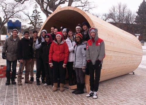 Canstar Community News Jan. 9, 2018 - Merlin Braun's Grade 11 art class at Mennonite Brethren Collegiate Institute are building a warming hut for the The Forks. (SHELDON BIRNIE/CANSTAR/THE HERALD)
