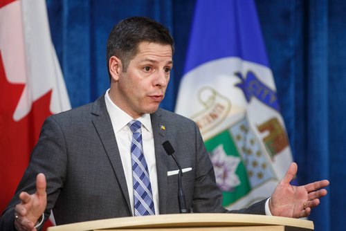 MIKE DEAL / WINNIPEG FREE PRESS
Mayor Brian Bowman during a press conference held after the EPC meeting at Winnipeg City Hall on Wednesday.
180117 - Wednesday, January 17, 2018.