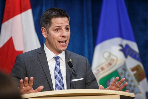 MIKE DEAL / WINNIPEG FREE PRESS
Mayor Brian Bowman during a press conference held after the EPC meeting at Winnipeg City Hall on Wednesday.
180117 - Wednesday, January 17, 2018.