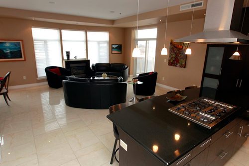 BORIS MINKEVICH / WINNIPEG FREE PRESS
2017 was record setting year for $1-million plus condo sales in the city. 290 Waterfront is a condo currently listed for more than $1-million. Kitchen area. To go with Monday morning real estate column. January 19, 2018