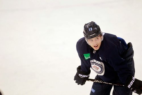 BORIS MINKEVICH / WINNIPEG FREE PRESS
Winnipeg Jets practice at Bell MTS Place. Jet's #13 Brandon Tanev. Mike Sawatzky Story. January 19, 2018