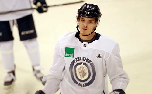 BORIS MINKEVICH / WINNIPEG FREE PRESS
Winnipeg Jets practice at Bell MTS Place. Jet's #52 Jack Roslovic. Mike Sawatzky Story. January 19, 2018