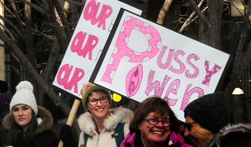 PHIL HOSSACK / Winnipeg Free Press -  A crowd of about 300 rallied at City Hall today for the 2nd annual Winnipeg Women's March which didn't involve a march this year. See Solomon's story.  -  January 20, 2018