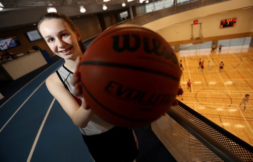 TREVOR HAGAN / WINNIPEG FREE PRESS
Alyssa Porco, a 15 year-old basketball phenom, at the Sport For Life building, for Mike Sawatzky, Sunday, January 21, 2018.