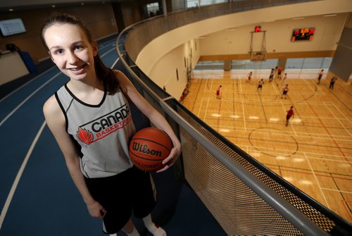 TREVOR HAGAN / WINNIPEG FREE PRESS
Alyssa Porco, a 15 year-old basketball phenom, at the Sport For Life building, for Mike Sawatzky, Sunday, January 21, 2018.