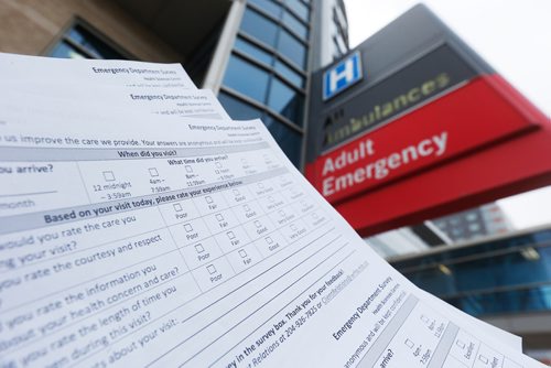 JOHN WOODS / WINNIPEG FREE PRESS
Health Sciences Centre (HSC) survey is photographed outside the emergency ward Monday, January 22, 2018.   HSC and some Winnipeg hospitals are circulating service surveys to their clients