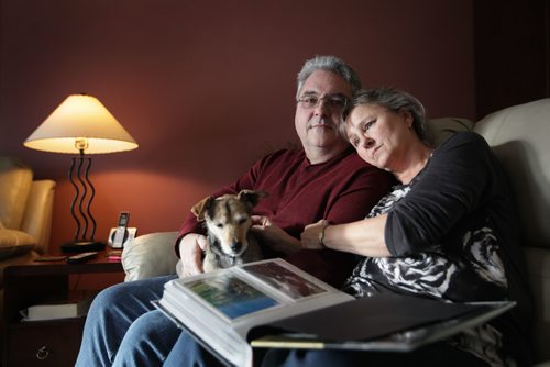 RUTH BONNEVILLE / WINNIPEG FREE PRESS

Feature:  Lewy Body dementia 
Photos at home of Sandy and her husband Doug McLean , 61, who has Lewy Body dementia (first noticed changes in his mid-50s). They are still living together and use home care services. 
Sandy sometimes is moved to tears as she looks back at the life they once had before Doug's dementia.  
See Carol Sanders  | Reporter 

Jan 23, 2018
