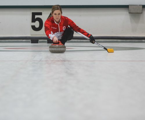 MIKE DEAL / WINNIPEG FREE PRESS
Team Canada Olympic mixed doubles curler Kaitlyn Lawes of Winnipeg at the Fort Rouge Curling Club Wednesday morning.
180124 - Wednesday, January 24, 2018.