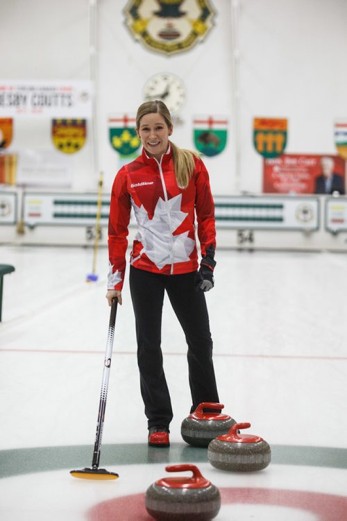 MIKE DEAL / WINNIPEG FREE PRESS
Team Canada Olympic mixed doubles curler Kaitlyn Lawes of Winnipeg at the Fort Rouge Curling Club Wednesday morning.
180124 - Wednesday, January 24, 2018.