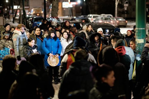 Daniel Crump / Winnipeg Free Press. Attendees of the vigil for Claudette Osborne-Tyo. January 24, 2018.