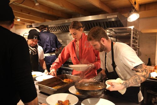 RUTH BONNEVILLE / WINNIPEG FREE PRESS

ENTERTAINMENT FEATURE: RAW ALMOND 
(annual pop-up restaurant located on the Red River at the Forks)

Photo of Christie Peters and Kyle Michael chefs  of the hollows restaurant in Saskatoon, plating food.  

Subject: Jen and Erin are trying out RAW: Almond, Winnipeg's hottest culinary event, for a column Jen is writing for Saturday, as well as for an episode of Bury the Lede. 

One of a large selection of photos of restaurant. including outside, dining rooms, kitchen, chefs at work and Jen.   
See Jen Zoratti's column

Jan 24, 2018
