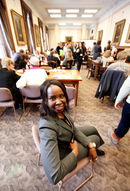 PHIL HOSSACK / Winnipeg Free Press - Audrey Gordon, a participant in the Equal Voice Boot Camp at the Legislature Saturday. Alex Paul's story.  -  January 27, 2018