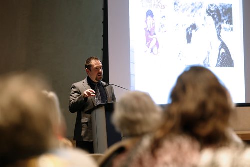 JOHN WOODS / WINNIPEG FREE PRESS
Dr. Jeremy Maron, the curator of Holocaust and genocide content at The Canadian Museum for Human Rights (CMHR), speaks after a screening of the film The Garden of the Finzi-Continis at The Canadian Museum for Human Rights in Winnipeg Sunday, January 28, 2018. This film chronicles the story of an Italian Jewish family living in Ferrara in the late 1930s. International Holocaust Remembrance Day is commemorated annually by the United Nations on January 27, the anniversary of the liberation of Auschwitz.