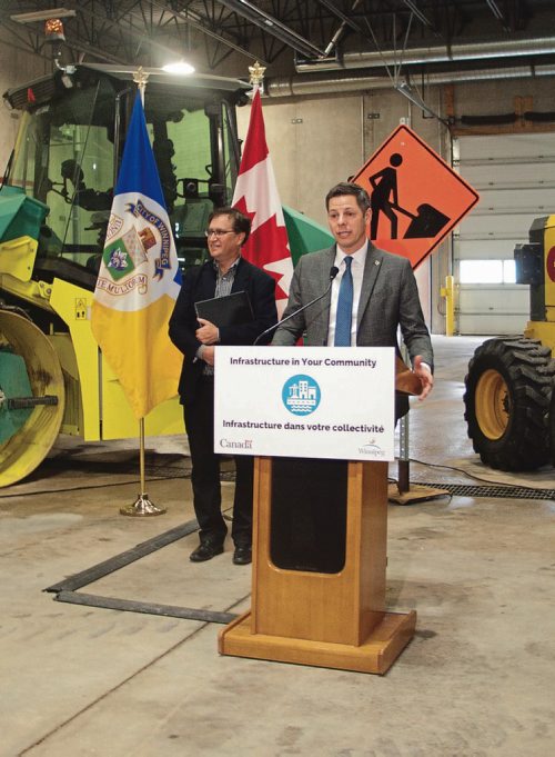 Canstar Community News Jan. 24, 2018 - Coun. Marty Morantz (Charleswood-Tuxedo) and Mayor Brian Bowman, along with MP Jim Carr (Winnipeg South) announced 150 road projects for the 2018 local street renewal program at the City's East Yards Complex (980 Thomas Ave.). (SHELDON BIRNIE/CANSTAR/THE HERALD)