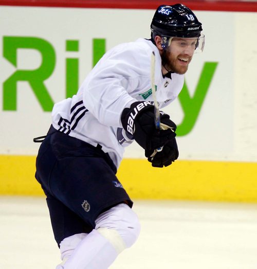 BORIS MINKEVICH / WINNIPEG FREE PRESS
Winnipeg Jets practice at Bell MTS Place. #18 Bryan Little. MIKE MCINTYRE STORY January 29, 2018