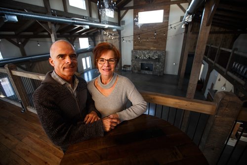 MIKE DEAL / WINNIPEG FREE PRESS
Robert and Tammy Belanger in their newly rebuilt East Selkirk wedding venue Hawthorn Estates. The original historic barn venue burned down in December 2016. The new place will open in March 2018 with large open area beautifully mixed with stone, wood and modern fixtures.
180129 - Monday, January 29, 2018.