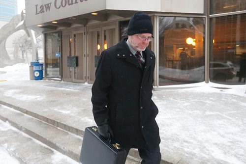 JOHN WOODS / WINNIPEG FREE PRESS
Chris Keddy, RCMP toxicologist, leaves the law courts after testifying during the second day of testimony in the 2nd degree murder trial of Raymond Cormier, Tina Fontaine's alleged killer, in Winnipeg Tuesday, January 30, 2018.