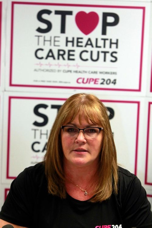 BORIS MINKEVICH / WINNIPEG FREE The CUPE Local 204 President Debbie Boissonneault responds to the WRHA Evaluation Update:  Phase 1, Healing our Health System. Media was invited to the CUPE 204 press conference, responding to the WRHA and  officially launching CUPE 204. Event was held in the basement of the nurses union offices across from HSC. January 31, 2018