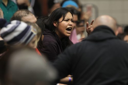 RUTH BONNEVILLE / WINNIPEG FREE PRESS

A women in the audience became irate and profane as she address Prime Minister JUSTIN TRUDEAU  during  a town hall Q&A. held at the University of Manitoba, Investors Group Athletic Centre Wednesday. She was led out by police soon after.  

Jan 31, 2018
