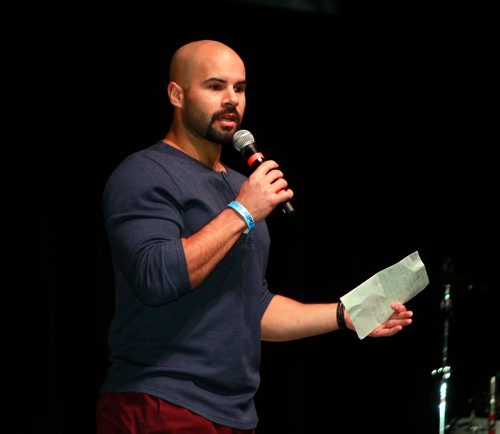 BORIS MINKEVICH / WINNIPEG FREE PRESS
True North Youth Foundation hosted it's inaugural P11 Mental Wellness Summit at the Burton Cummings Theatre today. Former CFL 2 time Grey Cup winner Shea Emry at the event. RANDY TURNER STORY. January 31, 2018