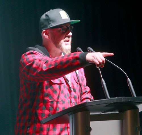 BORIS MINKEVICH / WINNIPEG FREE PRESS
True North Youth Foundation hosted it's inaugural P11 Mental Wellness Summit at the Burton Cummings Theatre today. Ace Burpee did the master of ceremonies for the event. RANDY TURNER STORY. January 31, 2018