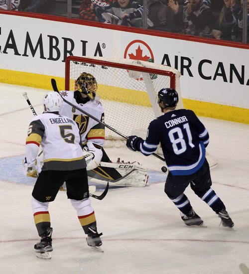 RUTH BONNEVILLE / WINNIPEG FREE PRESS

Winnipeg Jets #81 Kyle Connor scores in the 3rd period against Vegas Golden Knights tying up the game which forced them into overtime at  BellMTS Centre Thursday evening.  Knights went on to win 3-2 in 3 on 3 overtime.

 
Feb 01, 2018
 
