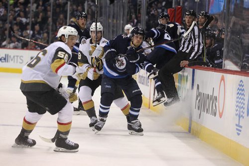 RUTH BONNEVILLE / WINNIPEG FREE PRESS

 Winnipeg Jets #27 Nikolaj Ehlers tries to get back control of the puck during the 2nd period of action against  the Vegas Golden Knights  at BellMTS Centre Thursday evening. 


Feb 01, 2018
 
