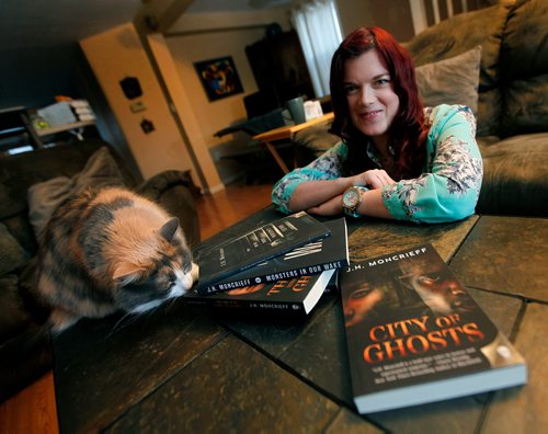 PHIL HOSSACK / Winnipeg Free Press - Author J.H. Moncrieff poses at her Winnipeg Home Saturday. See Randall King story.-  February 3, 2018