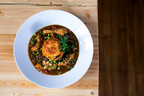 MIKAELA MACKENZIE / WINNIPEG FREE PRESS
Cajun gumbo at Ward 1 restaurant on Osborne st. in Winnipeg, Manitoba on Tuesday, Feb. 6, 2018. 
180206 - Tuesday, February 06, 2018.