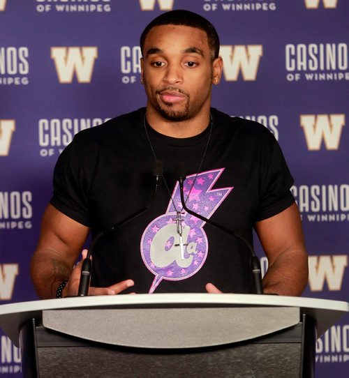 BORIS MINKEVICH / WINNIPEG FREE PRESS
The Winnipeg Blue Bombers has re-signed pending free agent defensive back Maurice Leggett to a one-year contract. Press conference at IGF media room. MIKE SAWATZKY STORY  Feb. 6, 2018