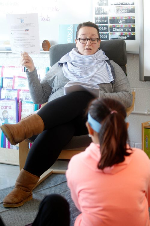 PHIL HOSSACK / Winnipeg Free Press -Brooklands School Grade Four teacher Heather Blacker works on a lesson with her class for "Project 11" a True North Initiative. THis lesson was on conflict resolution. See Randy Turner's tale. -  February 7, 2018