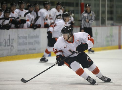GRIFFIN LEONARD
WINKLER FLYERS


RUTH BONNEVILLE / WINNIPEG FREE PRESS

 #13  GRIFFIN LEONARD plays for the Winkler Flyers on ice during game against the Winnipeg Blues at Iceplex Tuesday evening. 
Griffin was part of the Class of 2017, a WFP feature project which followed a kindergarden class at Windsor School until graduating from Glenlawn Collegiate in 2017.  

February 7, 2018.
 
