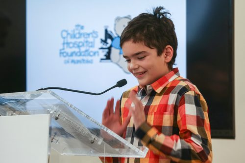 MIKE DEAL / WINNIPEG FREE PRESS
Patient Morgan Walker during the opening of Pediatric Epilepsy Monitoring Unit at the Children's Hospital Foundation of MB  with Michael and Lilibeth Schlater who donated $2 million towards the unit.
180209 - Friday, February 09, 2018.