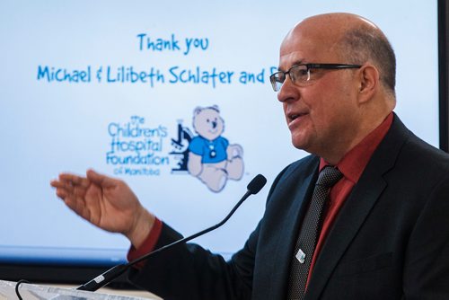 MIKE DEAL / WINNIPEG FREE PRESS
Michael Schlater owner of Domino's Pizza during the opening of Pediatric Epilepsy Monitoring Unit at the Children's Hospital Foundation of MB . Michael and his wife Lilibeth Schlater donated $2 million towards the unit.
180209 - Friday, February 09, 2018.