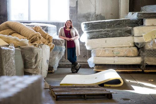 MIKAELA MACKENZIE / WINNIPEG FREE PRESS
Mother Earth Recycling centre manager Jessica Floresco poses for a portrait at the warehouse in Winnipeg, Manitoba on Monday, Feb. 12, 2018. The centre recycles things like electronics and mattresses, but also offers jobs and training to low income people to help get them on their feet.
180212 - Monday, February 12, 2018.