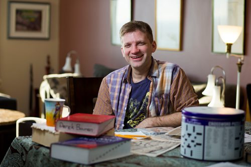 MIKAELA MACKENZIE / WINNIPEG FREE PRESS
Derek Bowman, crossword puzzle designer, in his home in Winnipeg, Manitoba on Wednesday, Feb. 7, 2018. Bowman's puzzles have appeared in publications like the New York Times and the Wall Street Journal.
180207 - Wednesday, February 07, 2018.