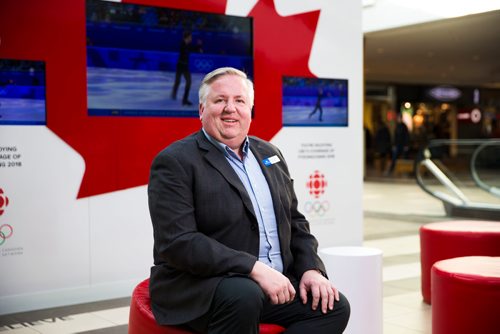 MIKAELA MACKENZIE / WINNIPEG FREE PRESS
Peter Havens, general manager of CF Polo Park, poses for a portrait in the Brighter Lounge in Winnipeg, Manitoba on Monday, Feb. 12, 2018.  CF Brighter Lounge is an example of trends in shopping centres battling the online retail trend, and is a place where people can, for free, go to watch Olympic coverage.
180212 - Monday, February 12, 2018.