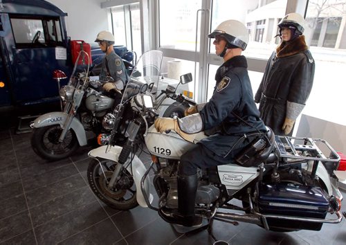 BORIS MINKEVICH / WINNIPEG FREE PRESS
The Winnipeg Police Museum at the new Polcie Headquarters. Some different eras of motorcycle patrols. BILL REDEKOP STORY Feb. 13, 2018