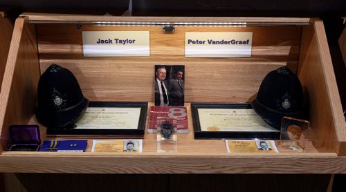 BORIS MINKEVICH / WINNIPEG FREE PRESS
The Winnipeg Police Museum at the new Police Headquarters. This is a display case for some famous detectives Jack Taylor and Peter VanderGraff. BILL REDEKOP STORY Feb. 13, 2018