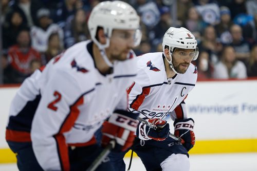 JOHN WOODS / WINNIPEG FREE PRESS
Washington Capitals' Alex Ovechkin (8) plays against the Winnipeg Jets during second period NHL action in Winnipeg on Tuesday, February 13, 2018.