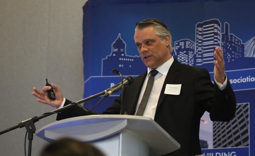 RUTH BONNEVILLE / WINNIPEG FREE PRESS

BIZ - Paul Derksen, senior Vice President, QuadReal Property Group giving a presentation about the use of industrial space in the age of e-commerce at 
RBC convention centre Wednesday. 
 
See Martin Cash story

FEB 14, 2018