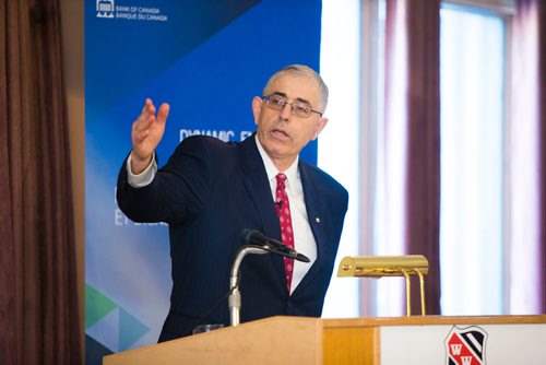 MIKAELA MACKENZIE / WINNIPEG FREE PRESS
Lawrence Schembri, deputy governor of the Bank of Canada, talks about Canadas approach to price stability at an event hosted by the Manitoba Association of Business Economists in Winnipeg, Manitoba on Thursday, Feb. 15, 2018. 
180215 - Thursday, February 15, 2018.