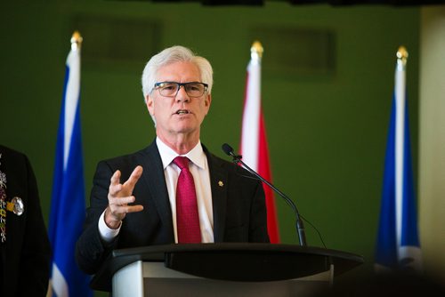 MIKAELA MACKENZIE / WINNIPEG FREE PRESS
Canadas Minister of Natural Resources, Jim Carr, announces funding for initiatives to reduce reliance on diesel fuel in rural and remote communities in Winnipeg, Manitoba on Friday, Feb. 16, 2018. 
180216 - Friday, February 16, 2018.