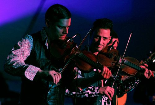 PHIL HOSSACK / Winnipeg Free Press - Andrew Bart looks up from his fiddle as he and his twin brother David front  the Bart House Band at the Festival du Voyageur's Sugar Shack Friday evening as the Festival opened it's 49th year. -  February 16, 2018