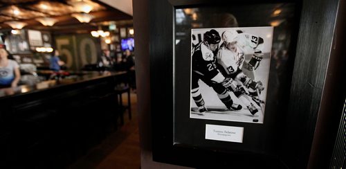 PHIL HOSSACK / Winnipeg Free Press - A vintage shot of Teemu Selanne graces a wall at "The Pint" see Dave Sanderson's "Intersection" piece. -  February 16, 2018