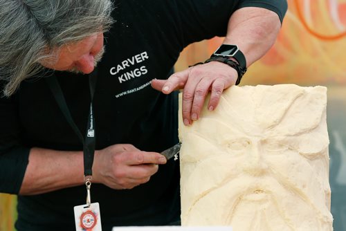 JOHN WOODS / WINNIPEG FREE PRESS
Paul Frenette from Ontario carves cheese in a cheese carving competition at the Festival du Voyageur in Winnipeg Sunday, February 18, 2017.